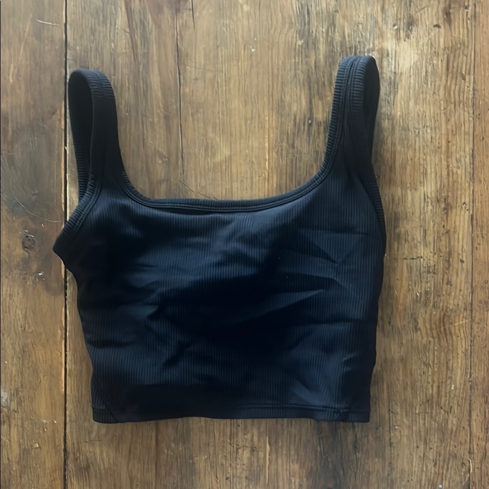 Black Ribbed Crop Top